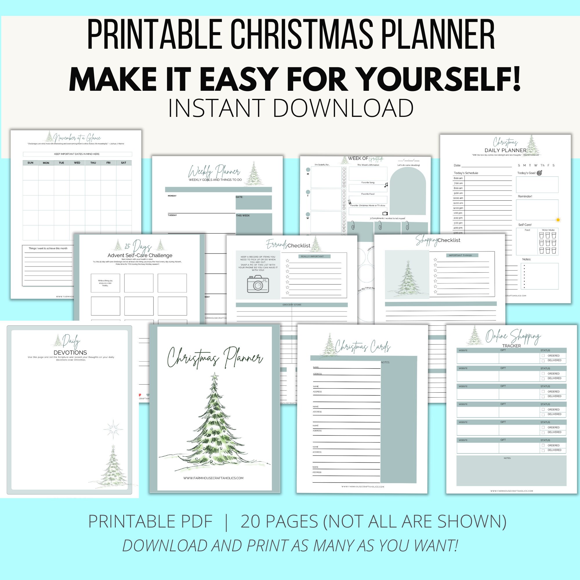 Christmas Printable Planner by Farmhouse Craftaholics - Etsy