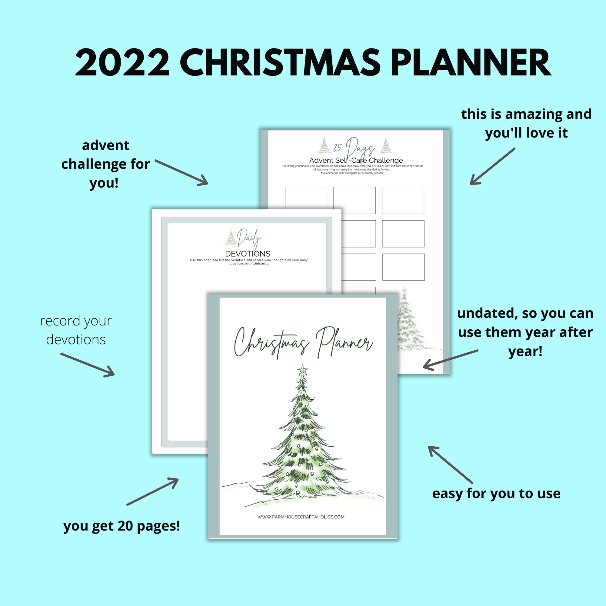 Christmas Printable Planner by Farmhouse Craftaholics - Etsy