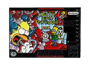 The Simpsons: Krusty's Super Fun House Nintendo SNES Cover Art Enamel Pin