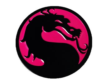 Pink Mortal Kombat Logo Pin Soft Enamel with Raised Metal 1.5 inch Pin