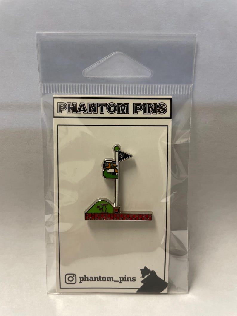 Luigi Flagpole Super Mario Bros NES 1.5" Enamel Pin image 2