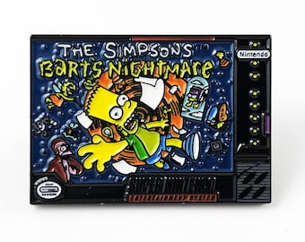 The Simpsons Bart's Nightmare Super Nintendo Game Cover Art 1.5" Enamel Pin