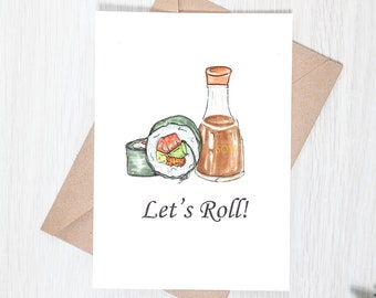 Let's Roll! Sushi Pun Print - 5x7 Card Download