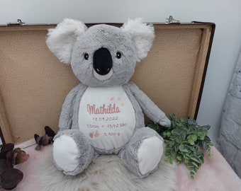 Kuscheltier mit Name I Stofftier personalisiert I Koala I Junge I Mädchen I Geschenk zur Geburt I Einschulung I Kindergarten