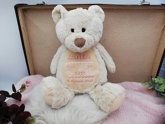 Bär Teddybär mit Mütze personalisiert mit Name Stofftier Kuscheltier 