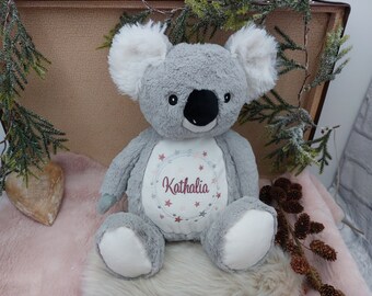 Kuscheltier mit Name, Weihnachtsgeschenk, Stofftier Hase personalisiert, Babys erstes Weihnachten, bestickt