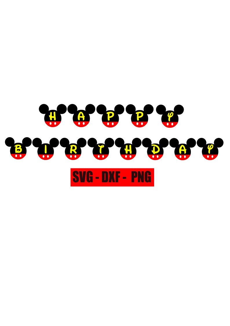 Download Mickey Mouse Birthday Party Banner Svg Mickey Mouse Svg Etsy