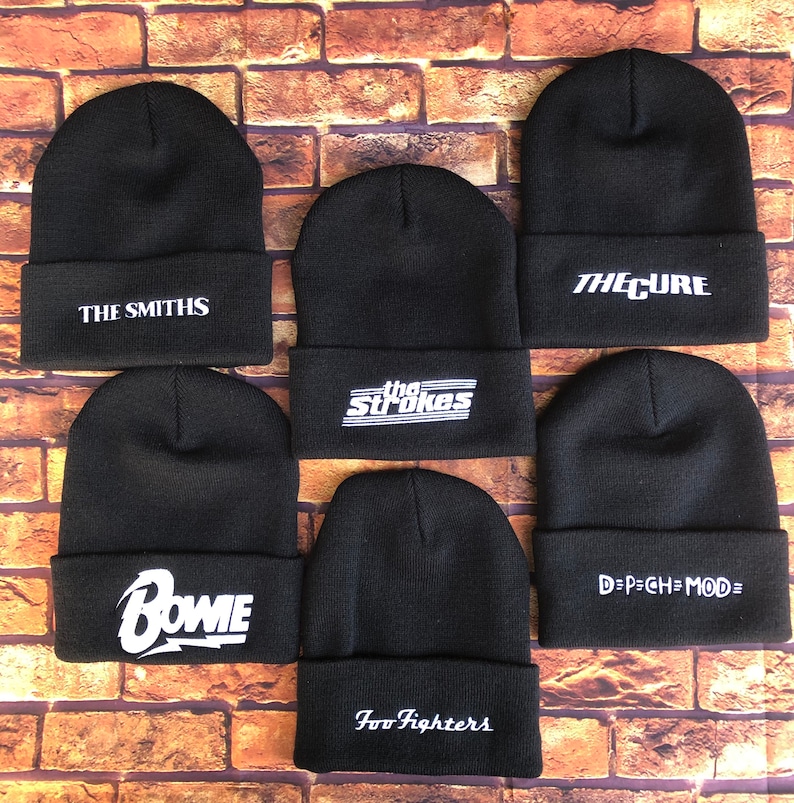 Bowie The Foo Fighters and The Strokes Inspired Unisex Cuffed Beanies The Smiths Depeche Mode,The Cure