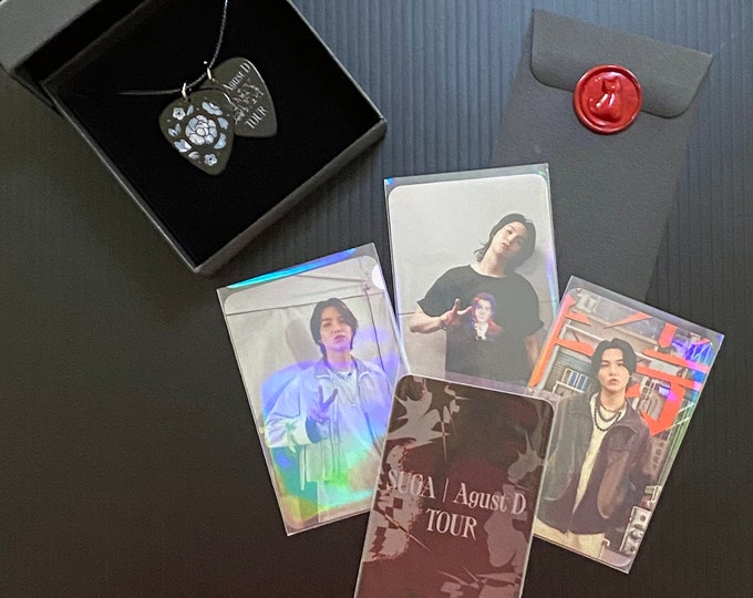 SUGA Agust D Tour Double Guitar Pick Necklace Photo Card FINAL STOCK Etsy