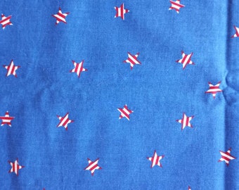 High Quality Cotton Fabric Patriotic Stars Blue with Red & White Stars