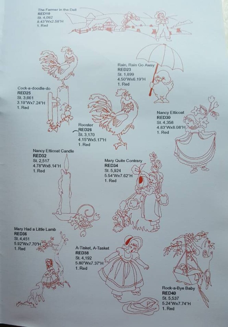 Large Redwork Machine Embroidery Design CD by Grand Slam Etsy