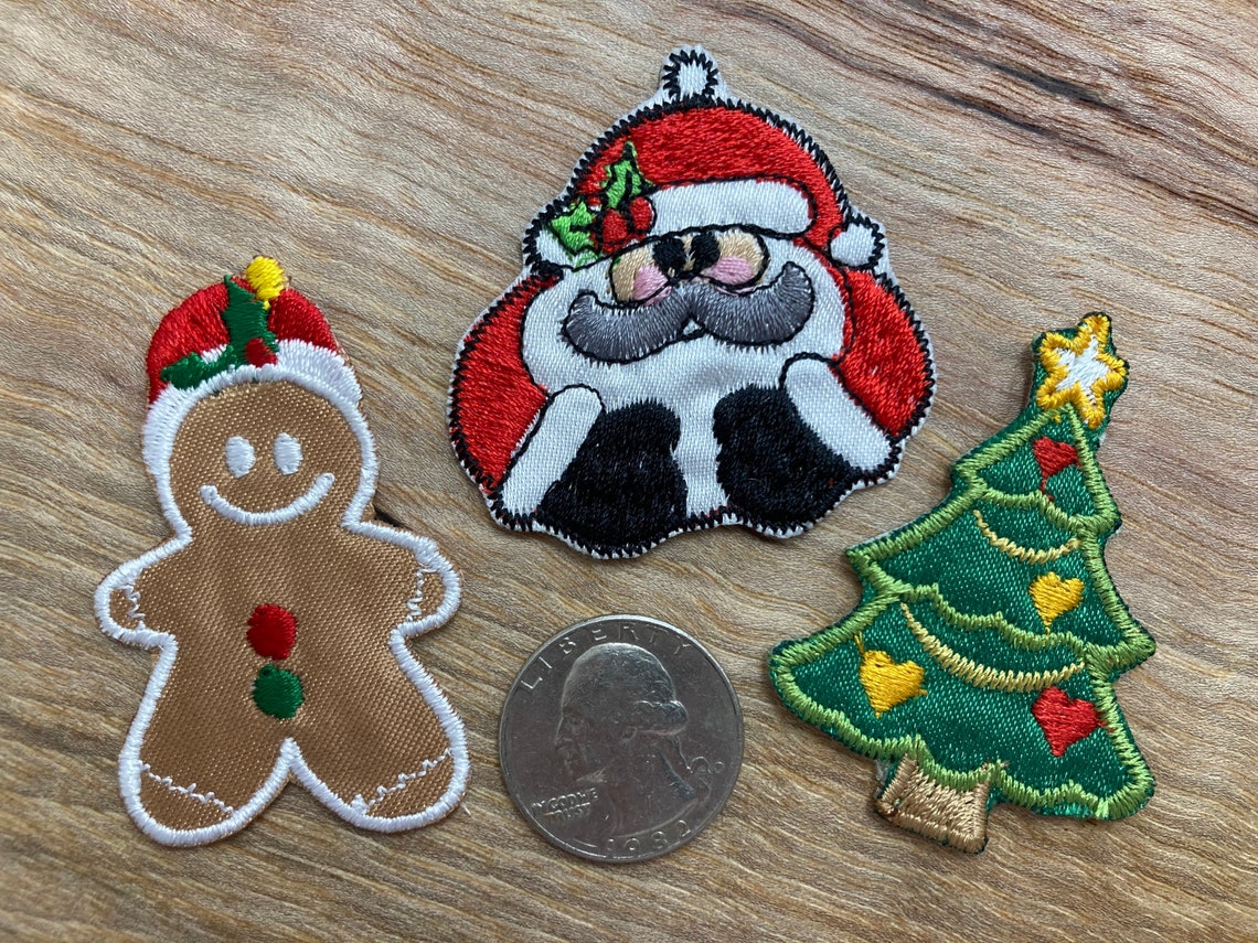 Set 3 pieces Embroidered Iron On Applique Christmas Frosty Etsy
