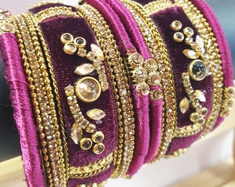 Velvet and silk thread bangles