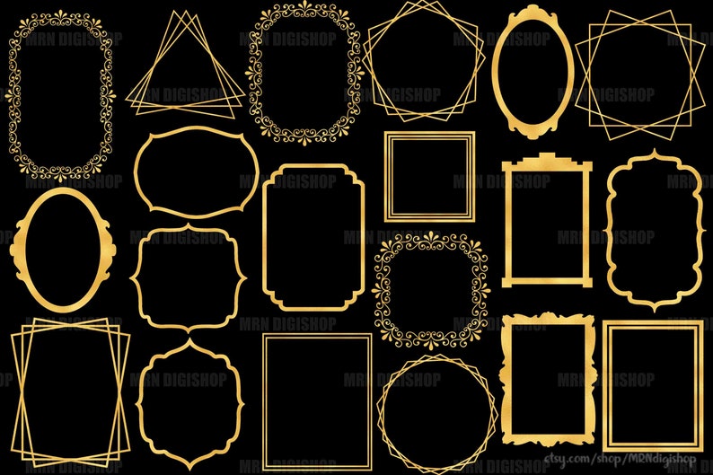 Gold Rand Rahmen Clipart erstellen Sie Ihr nächstes Projekt - Etsy.de