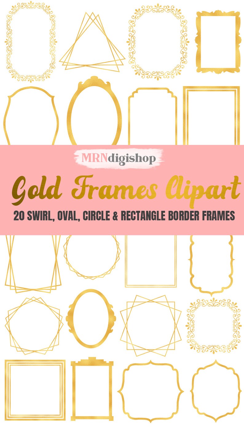 Gold Rand Rahmen Clipart erstellen Sie Ihr nächstes Projekt - Etsy.de