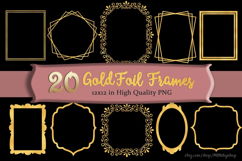 Gold Rand Rahmen Clipart erstellen Sie Ihr nächstes Projekt - Etsy.de