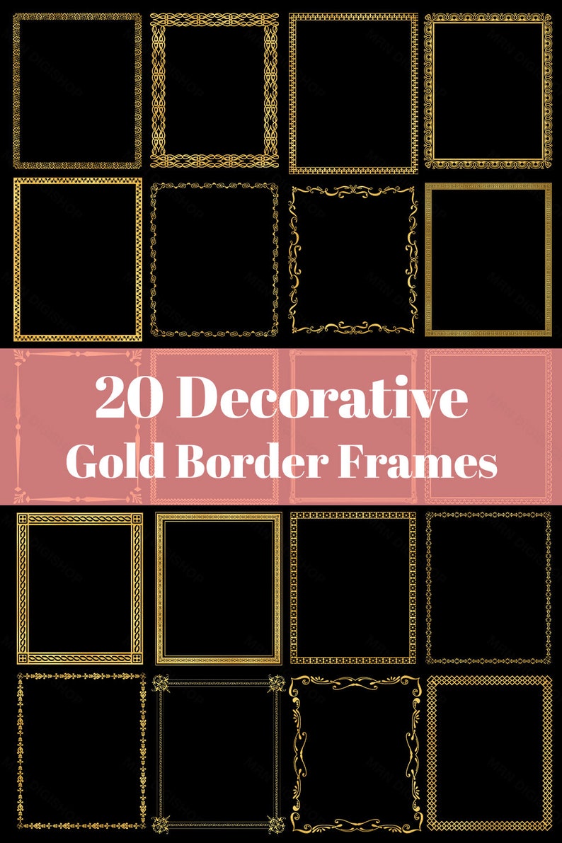Gold Border Frames Clipart Create Your Next Project With Etsy