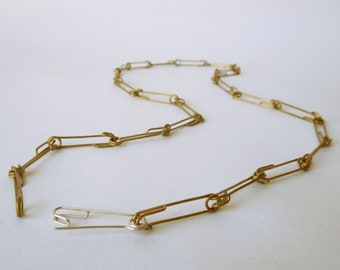 Safety Pin Necklace - Brass and Silver