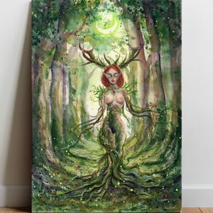 Gaia Goddess - canvas & paper fine art print, Mother-nature giclee from hand painted watercolor artwork.