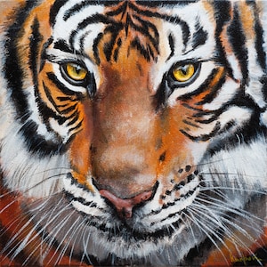 Ritratto di tigre - stampa artistica su tela e carta, realizzata a mano.