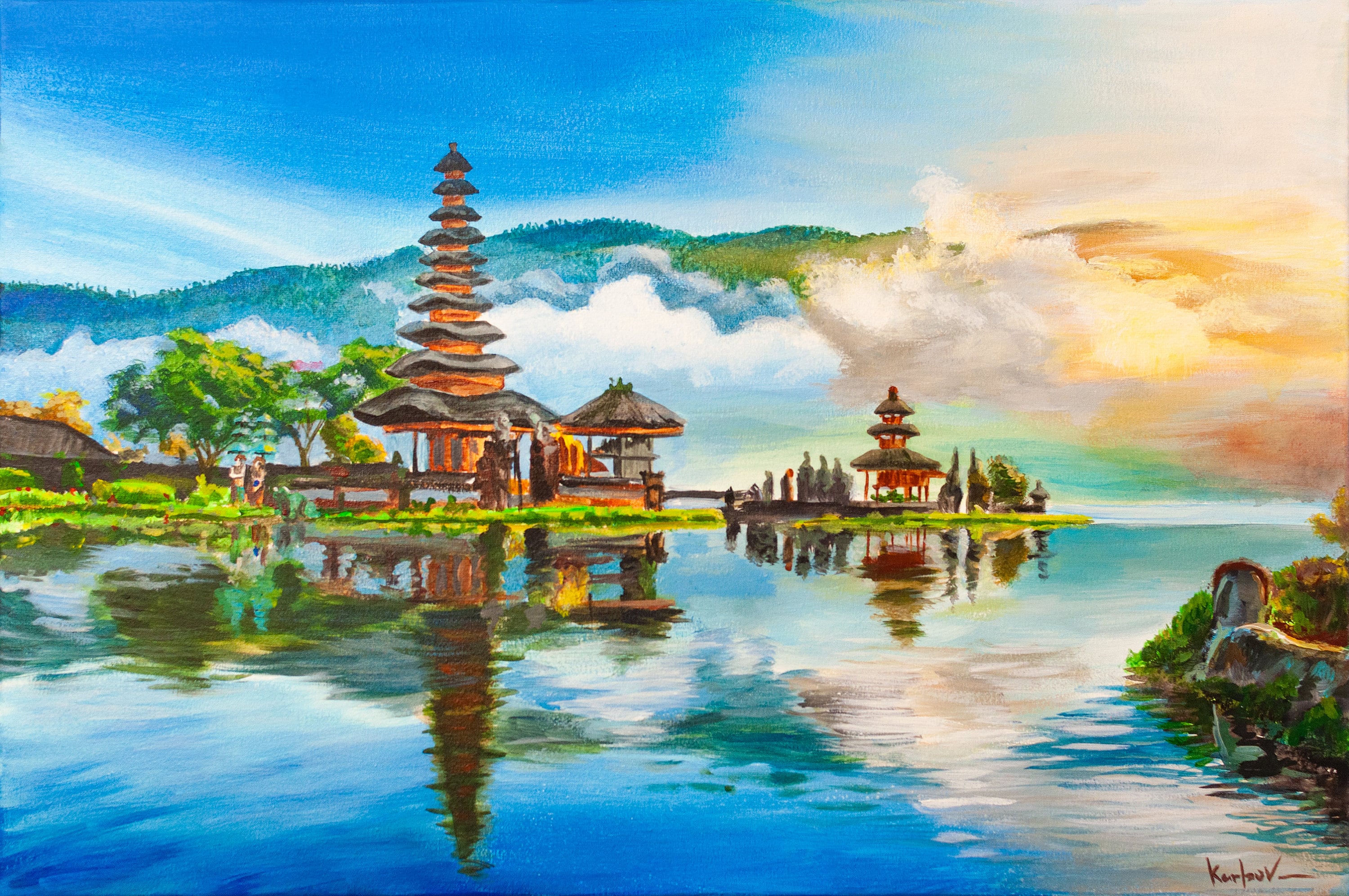 Bali temple canvas - Etsy 日本