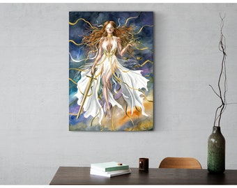 正義の女神の絵画 - キャンバスファインアートプリント、水彩画の正義