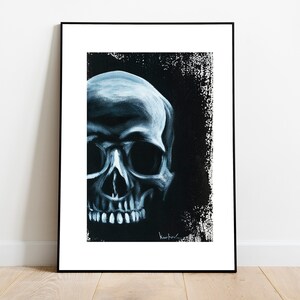 Scull Wand Kunst - Kunstdruck, Papier & Leinwand Malerei Bild, dunkel mystisch schwarz weiß, Wicca Symbol Hexenmeister Dekoration, Hexe Handwerk Dekor
