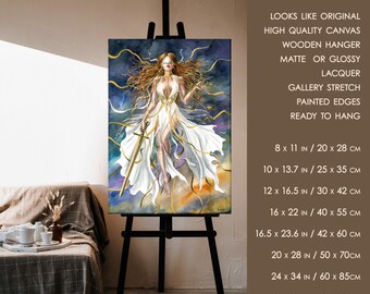 正義の女神の絵画 - キャンバスファインアートプリント、水彩画の正義