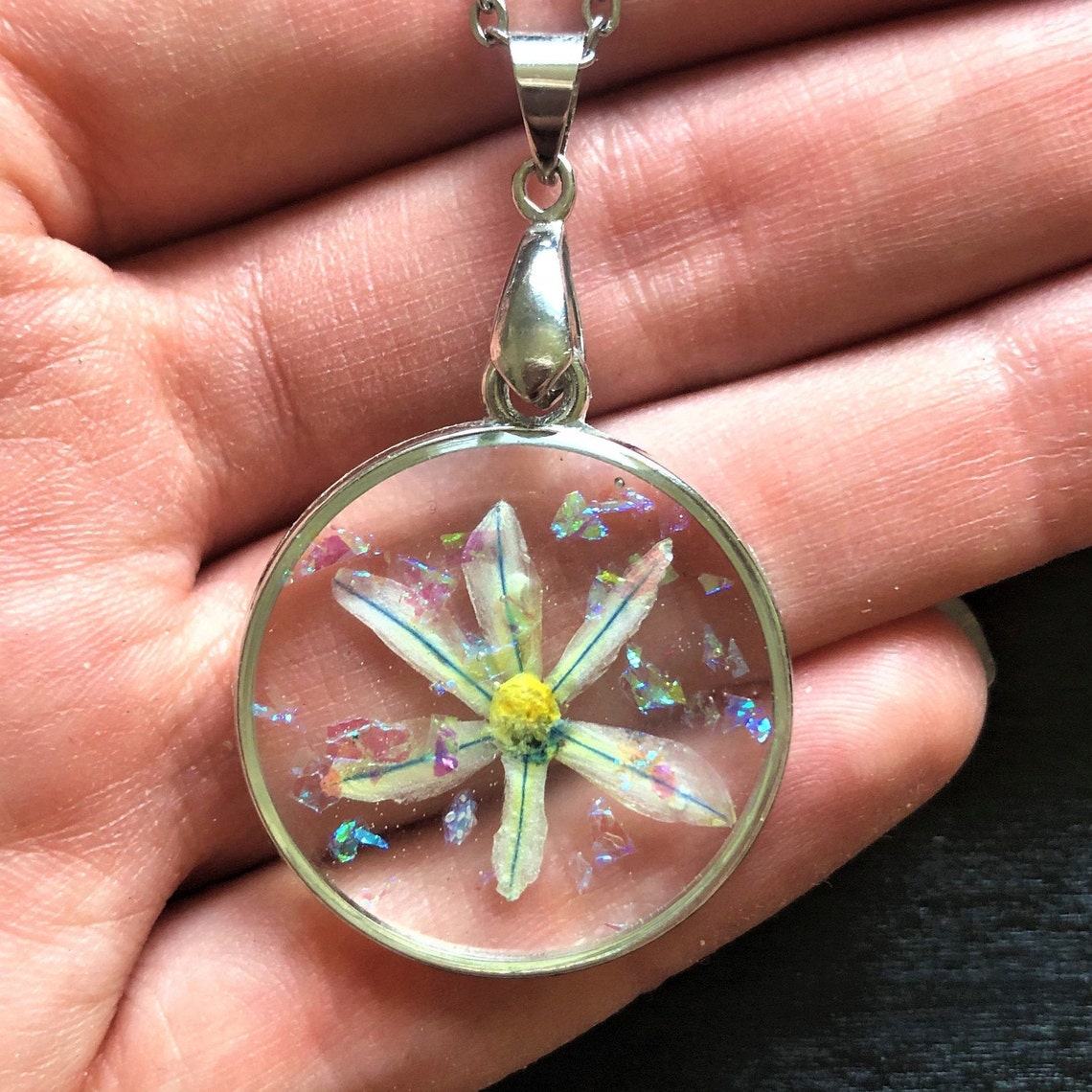 Flower jewelry resin flower pendant resin flower necklace Etsy
