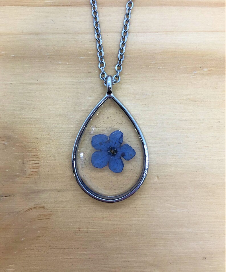 forget me not necklace flower resin flower jewelry flower resin necklace forget me not jewelry flower necklace blue flower necklace
