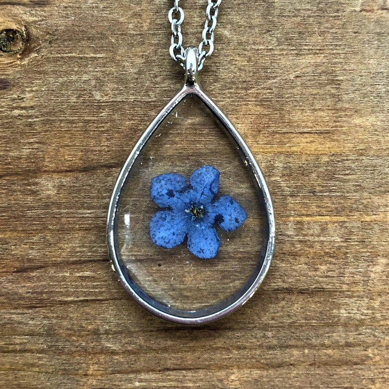 forget me not necklace flower resin flower jewelry flower resin necklace forget me not jewelry flower necklace blue flower necklace