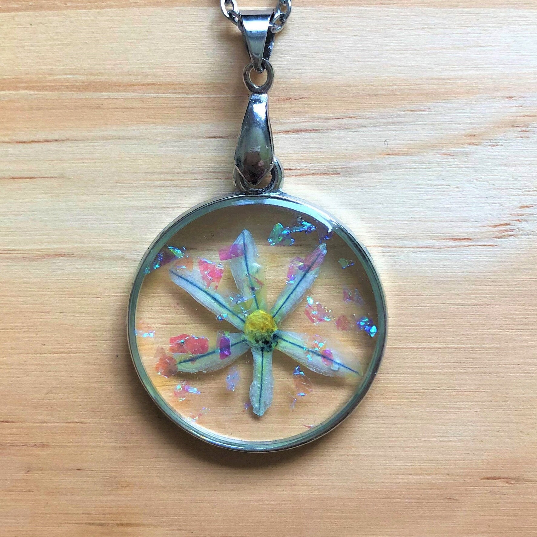 Flower jewelry resin flower pendant resin flower necklace Etsy