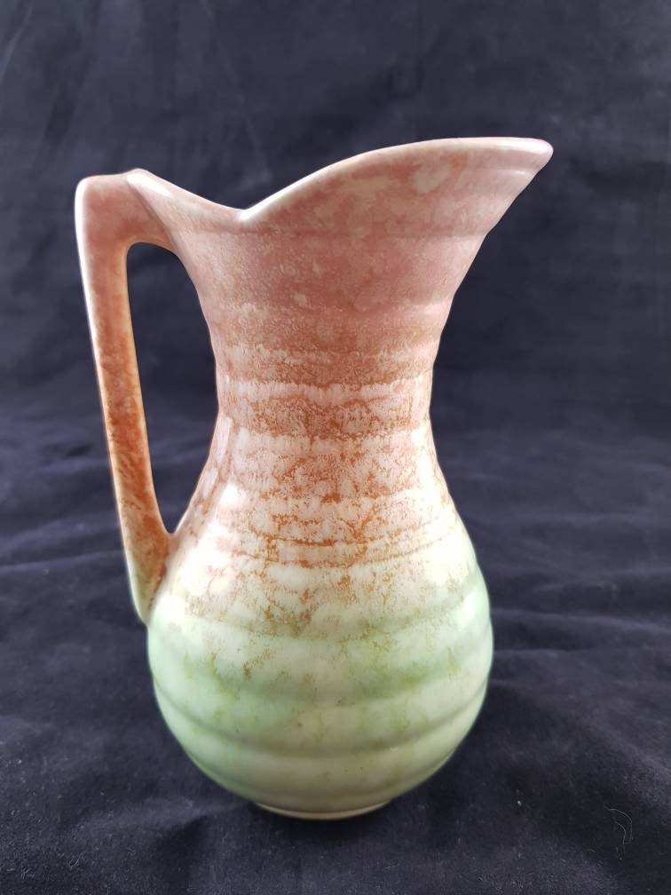 Sylvac jug/post vase 1624 1950 pink & green Etsy