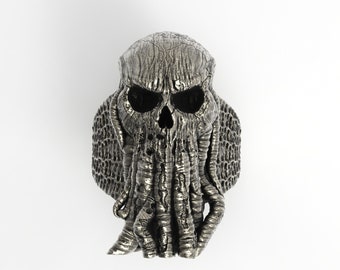 925 Sterling Silver Cthulhu Skull Ring - Unique Mythology Accessory - Uniquely Crafted Cthulhu Ring