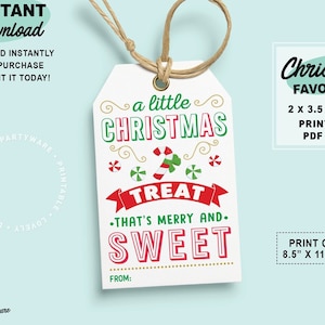 CHRISTMAS Printable Gift Tag | Christmas Treat Hang Tag | Printable Gift Label | DIY Candy Cane Bag Sticker | Little Treat for Someone Sweet