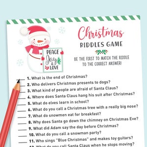 Christmas Riddles Game Printable Christmas Trivia Game | Etsy