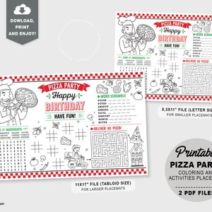 Pizza Party Placemat | Printable Pizza Party Coloring Page | Pizza ...