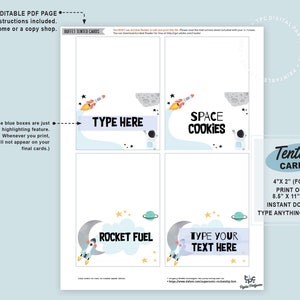 Outer Space Food Card | Printable Astronaut Buffet Label | EDITABLE ...
