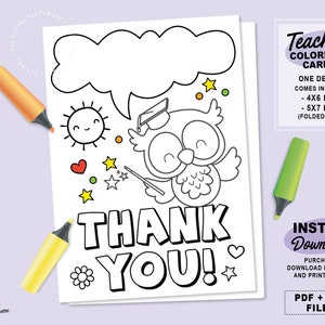 Teacher Appreciation Card | Printable Coloring Card | Teacher Gift Card ...
