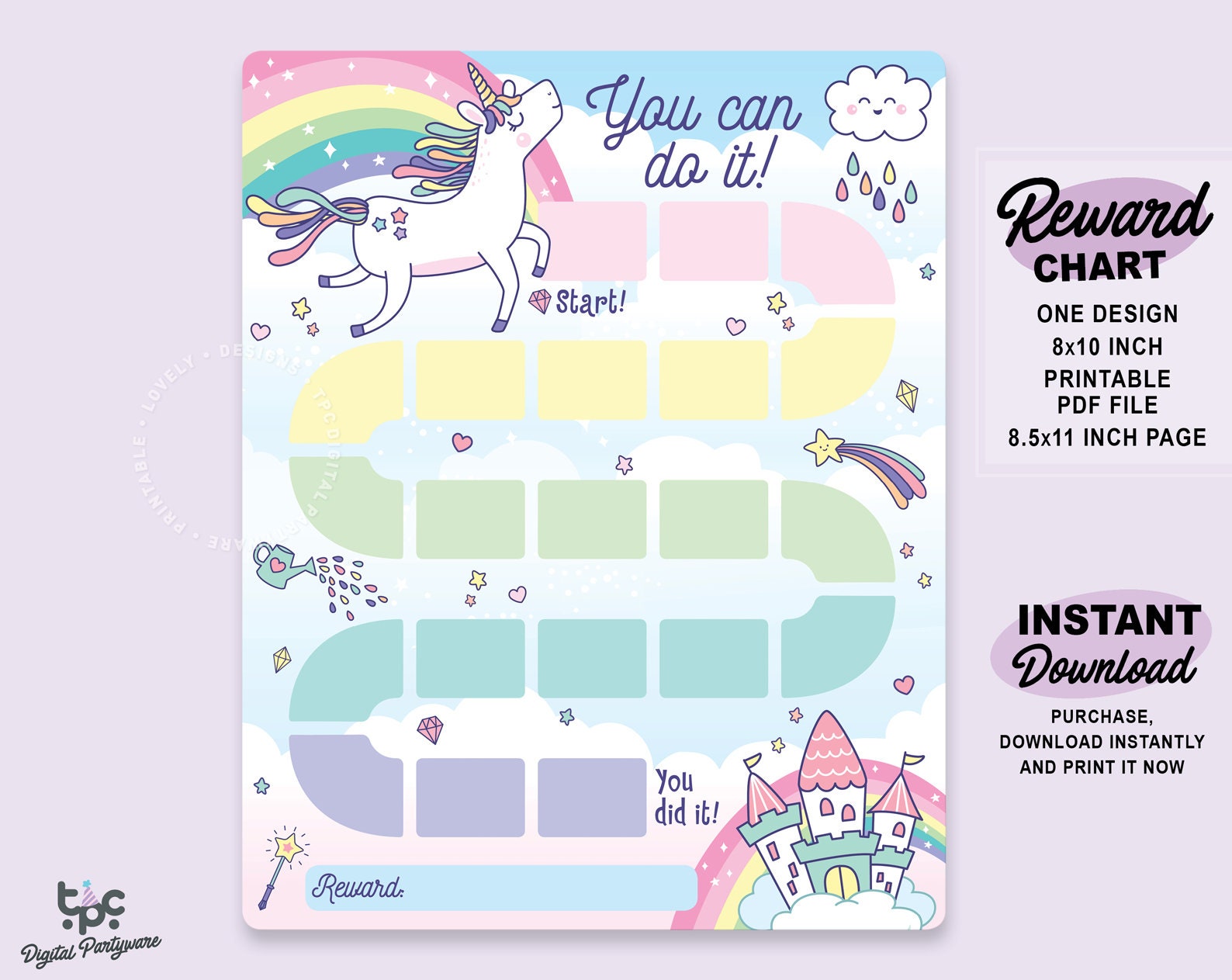 Unicorn Sticker Chart Free Printable