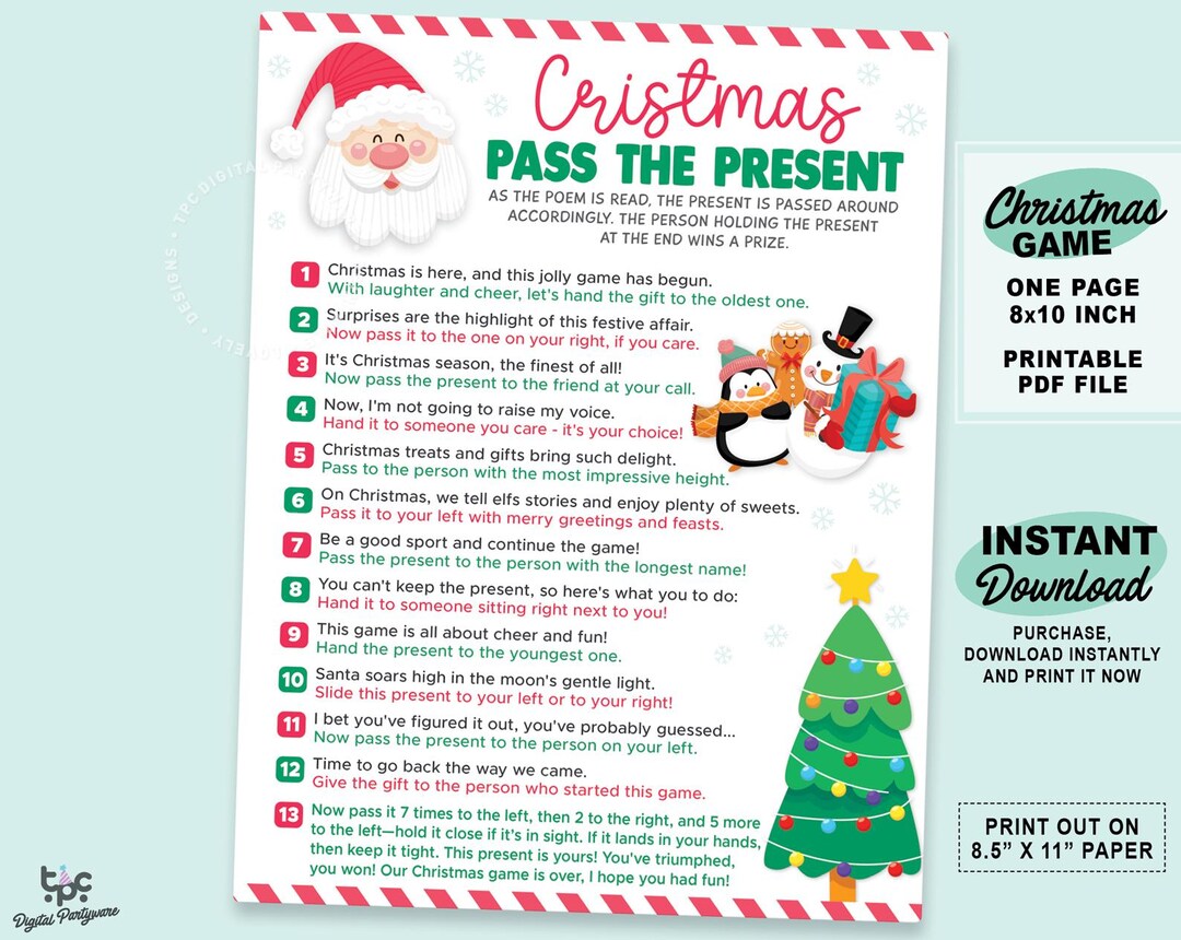Pass the present christmas game