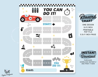 Printable Racing Car Reward Chart | Cars Kids Behavior Chart | Instant Download Sticker Chart | Toddler Chore Chart | Boys Behavior Chart