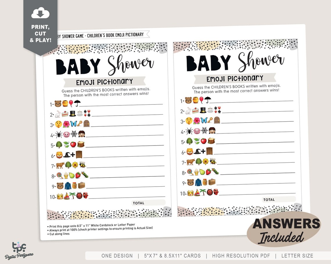 Emoji Baby Shower Game Printable Guessing Game with Answers Etsy