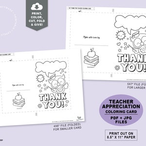 Teacher Appreciation Card | Printable Coloring Card | Teacher Gift Card ...