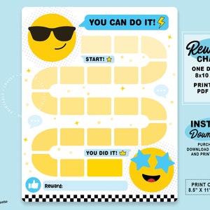 Emoji Reward Chart Printable Smiley Face Behavior Chart Daily Chore ...