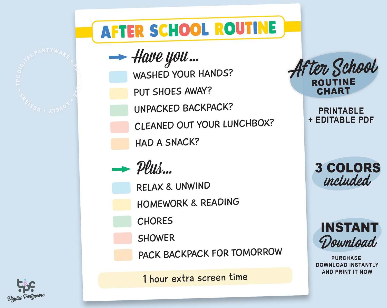 Editable After School Routine Printable Reusable After Etsy