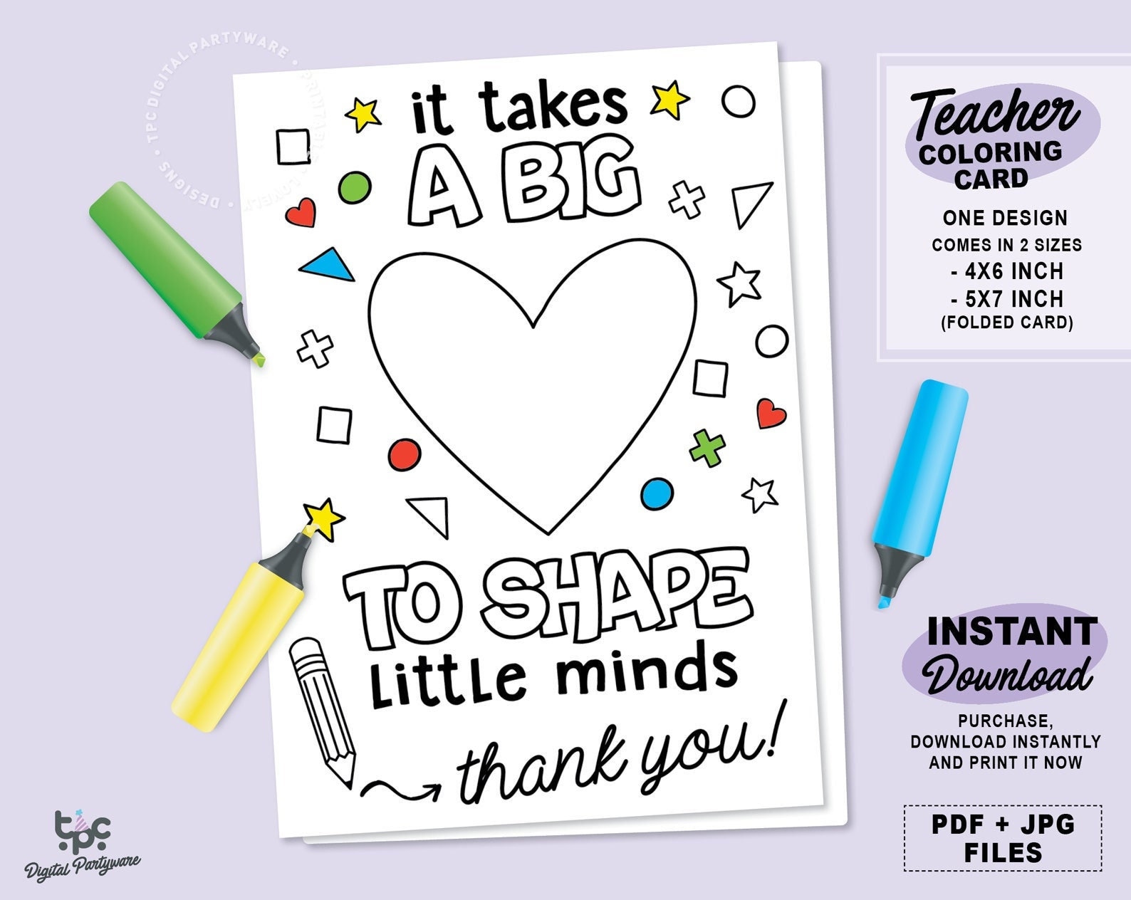 Teacher Appreciation Card Printable Coloring Card Teacher Printable Card Thank You Teacher Big Heart Teacher Appreciation Week Card - Etsy
