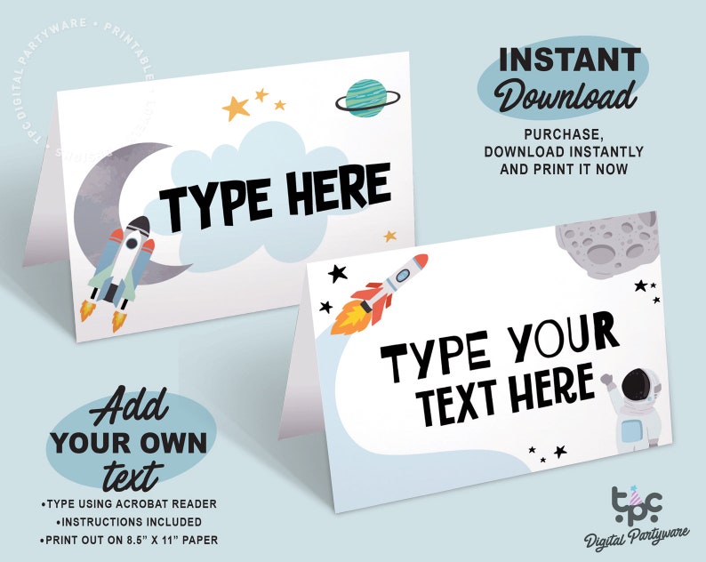 Outer Space Food Card Printable Astronaut Buffet Label - Etsy