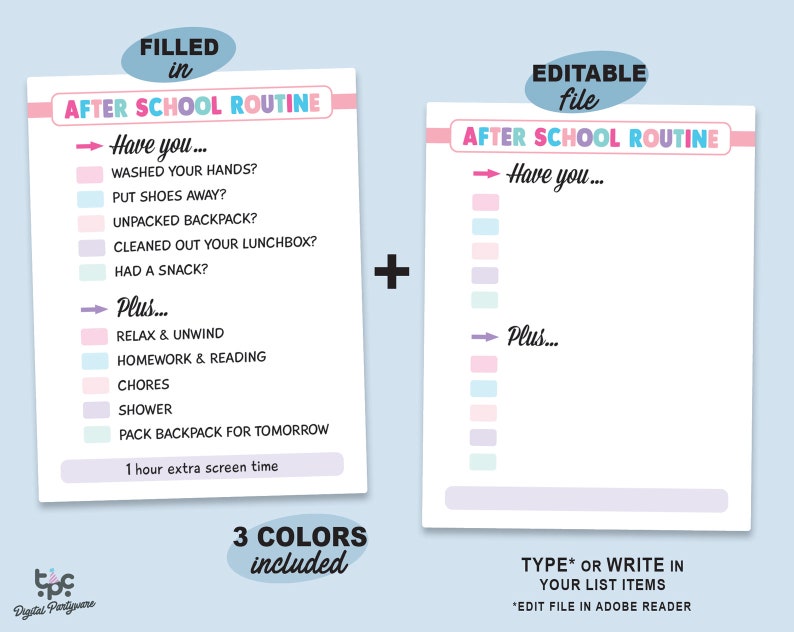 Editable After School Routine Printable Reusable After - Etsy