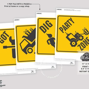 Construction Party Signs Printable Construction Birthday Set of 4 Signs ...